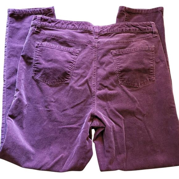 Talbots Pants Women's 14 Plum High Rise Straight Leg Stretch Corduroy - Picture 3 of 5